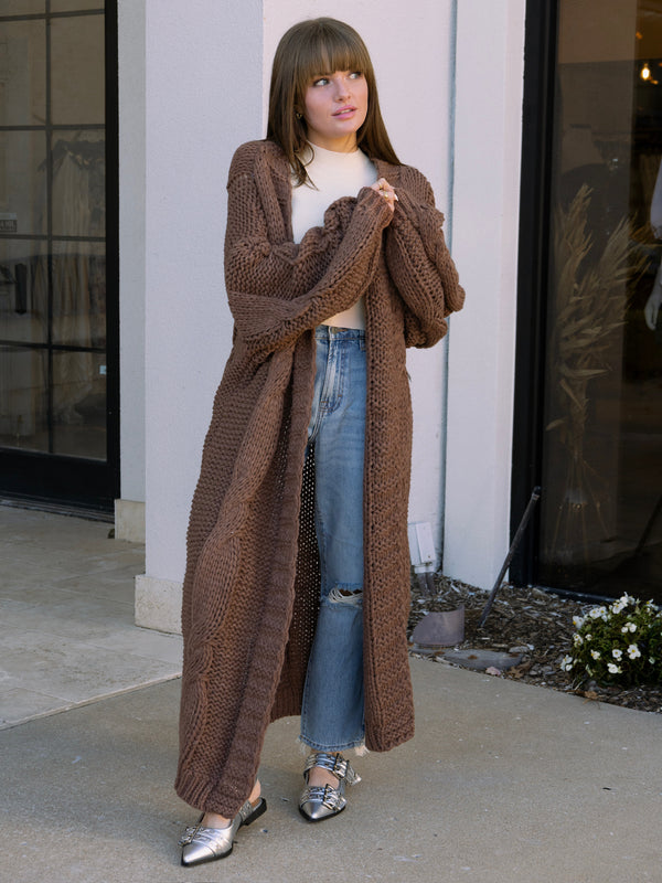 Brown Chunky Knit Cardigan