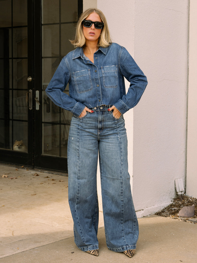 Denim Crop Button Down