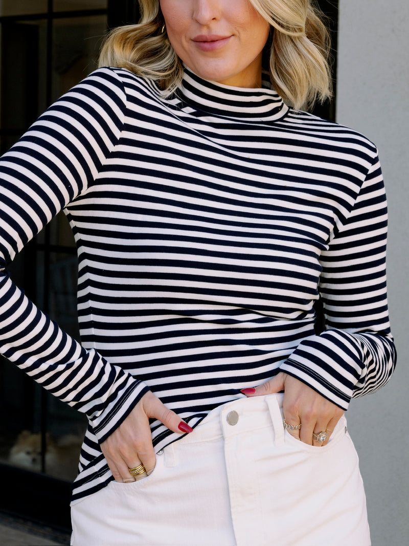 English Factory Stripe Turtle Neck Top