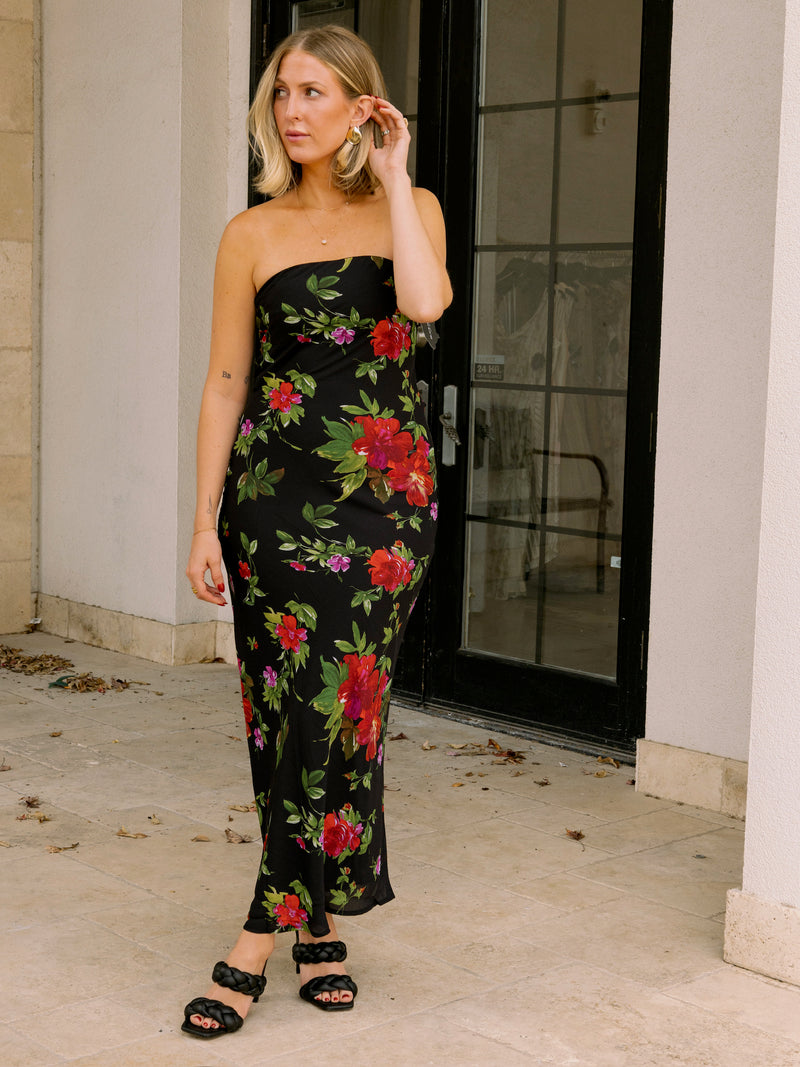 Midnight Dahlia Slip Maxi Dress