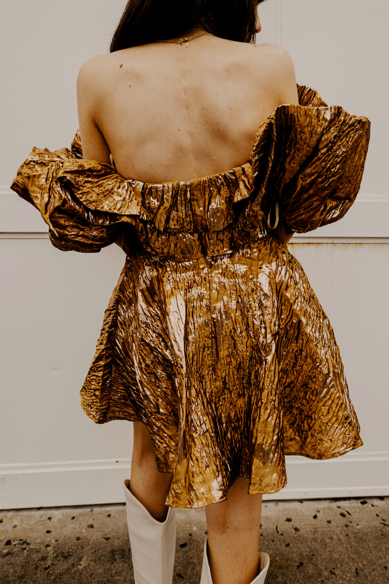 Buddylove Caroline Exaggerated Ruffle Dress - Bronze