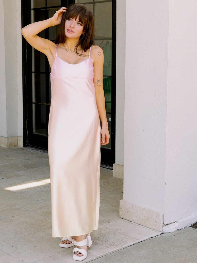 Endless Rose Ombre Satin Midi Dress