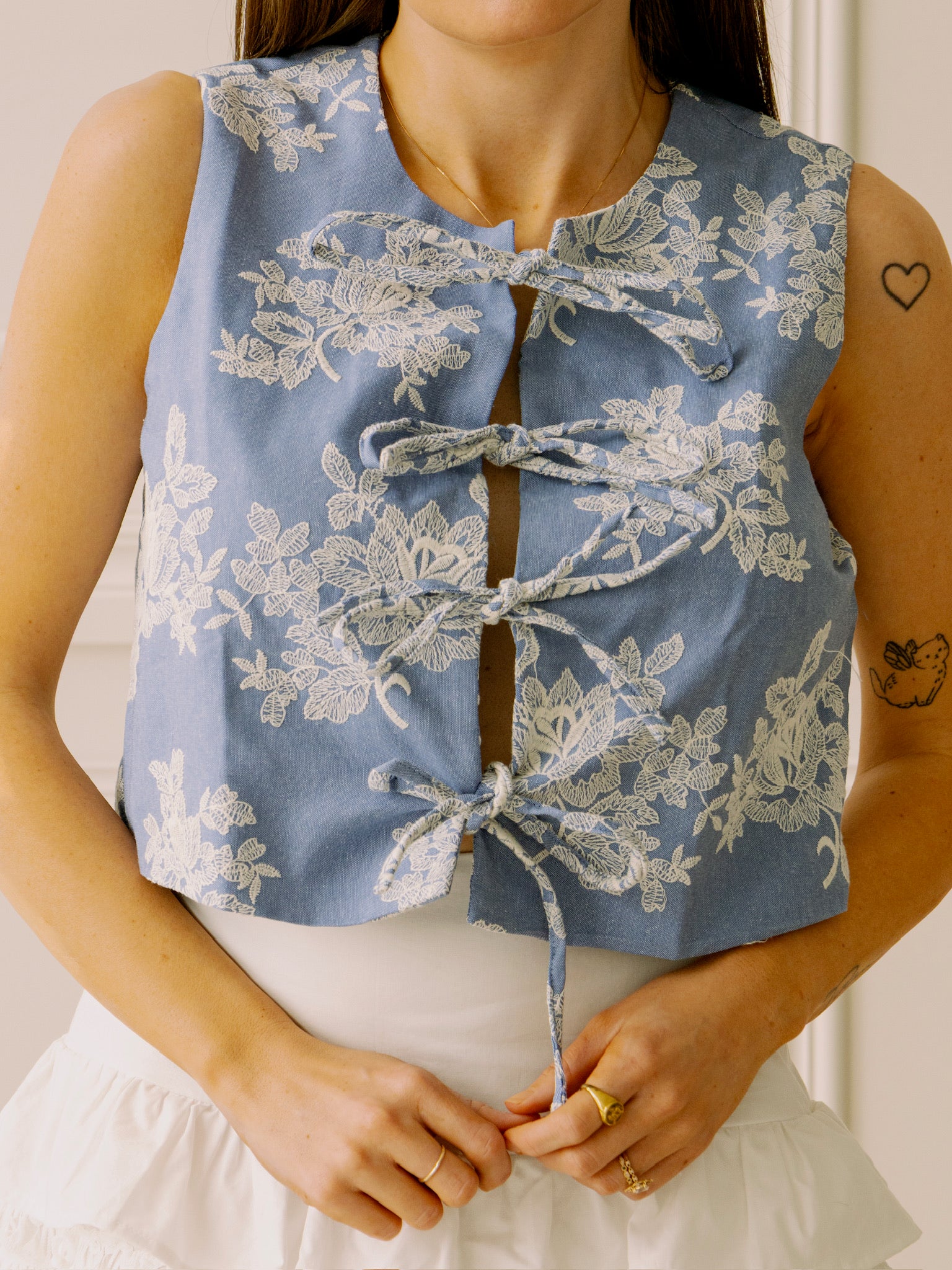 Denim Embroidered Vest
