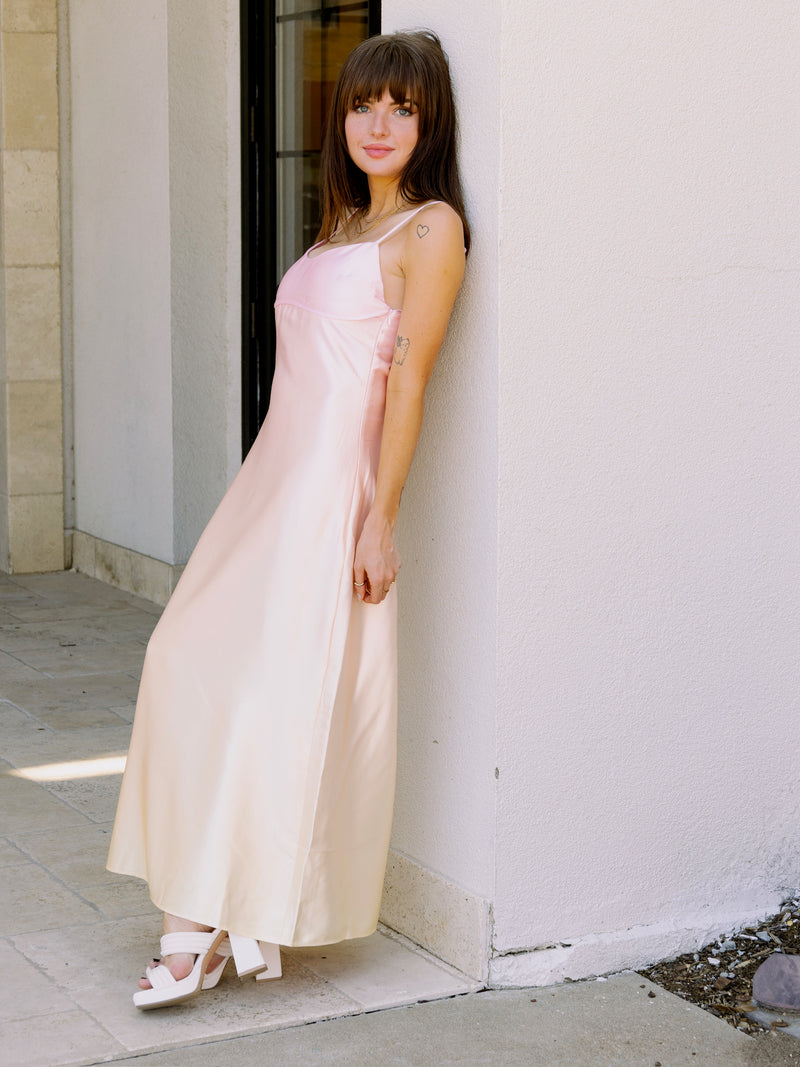 Endless Rose Ombre Satin Midi Dress