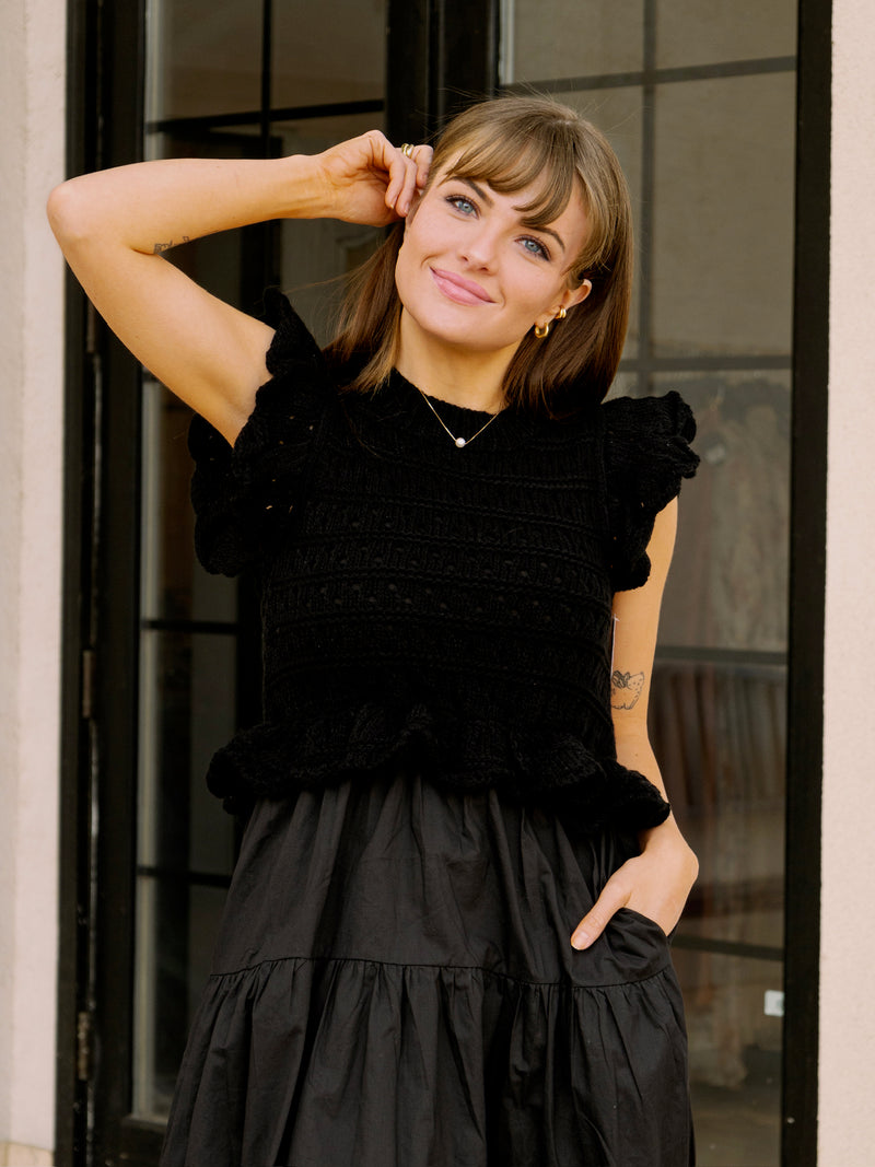 Black Knit & Cotton Lawn Dress