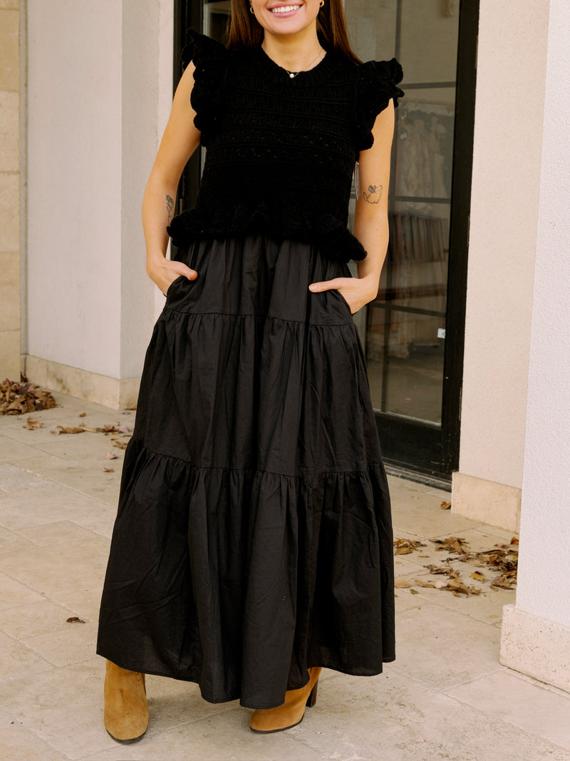 Black Knit & Cotton Lawn Dress