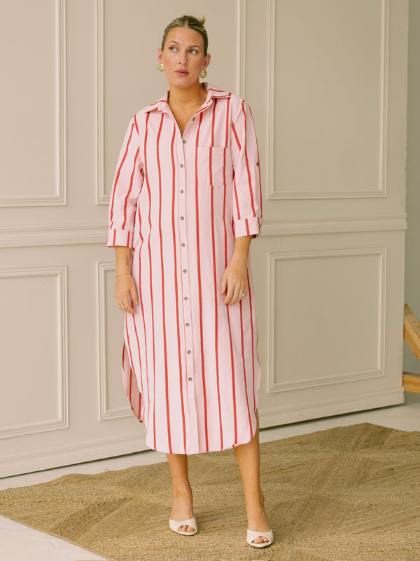 Coastal Classic Pink Button Up Maxi Dress