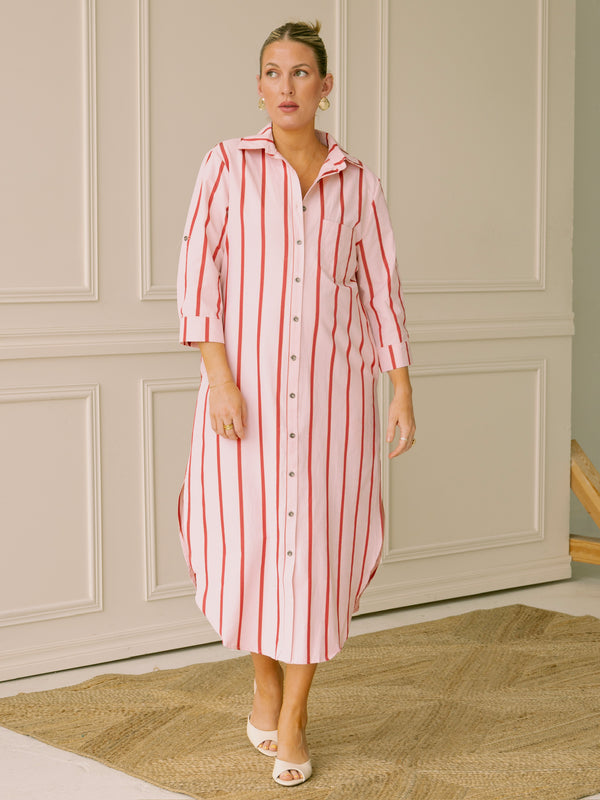 Coastal Classic Pink Button Up Maxi Dress