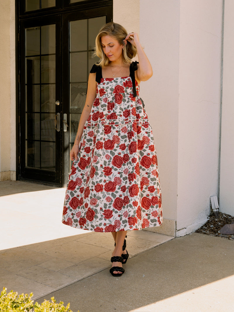 Roses Jacquard Midi Dress