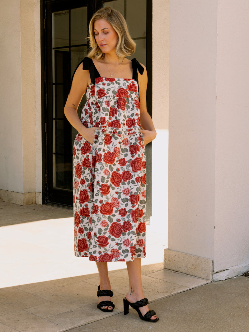 Roses Jacquard Midi Dress