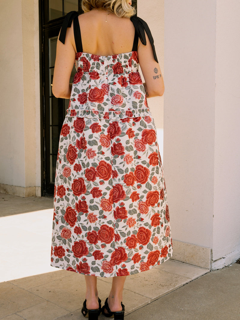 Roses Jacquard Midi Dress