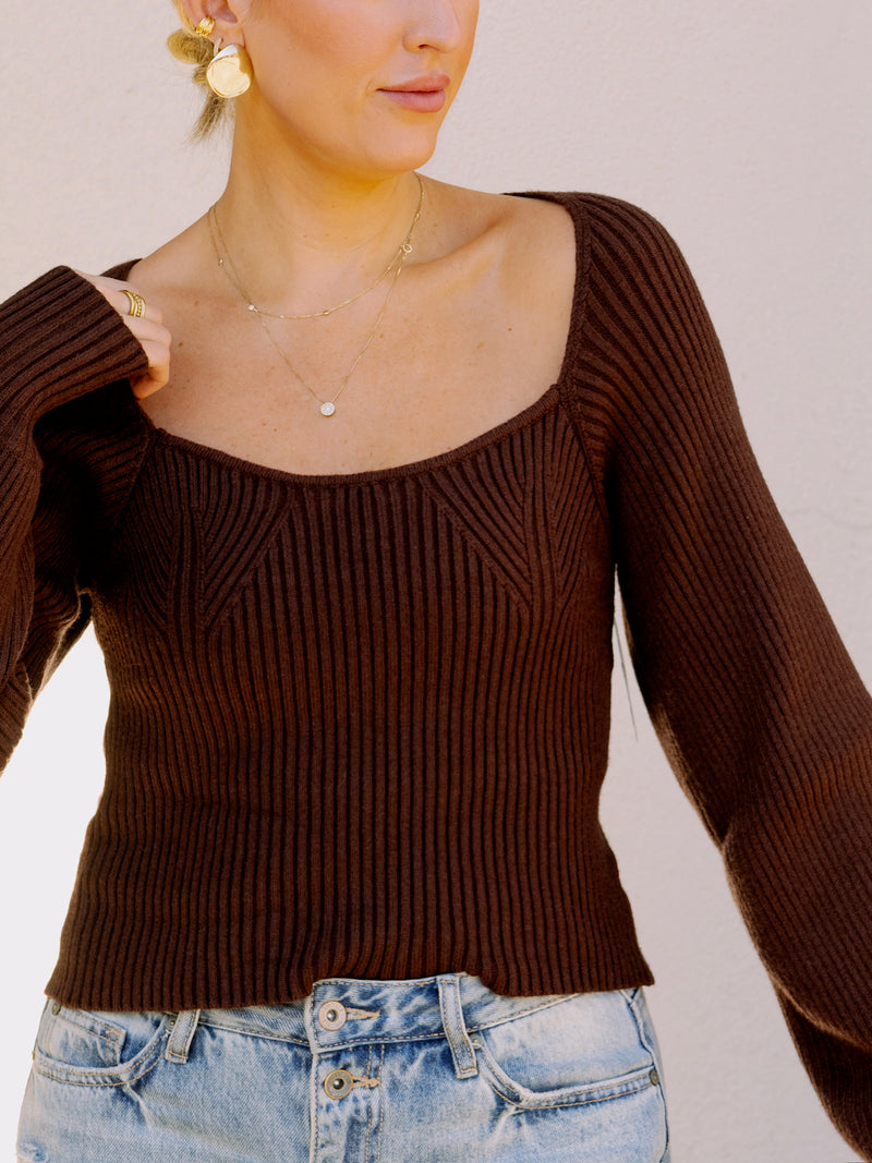 Endless Rose Chocolate Knitted Top