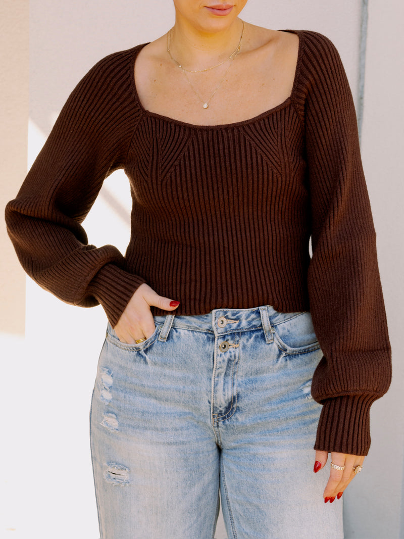 Endless Rose Chocolate Knitted Top