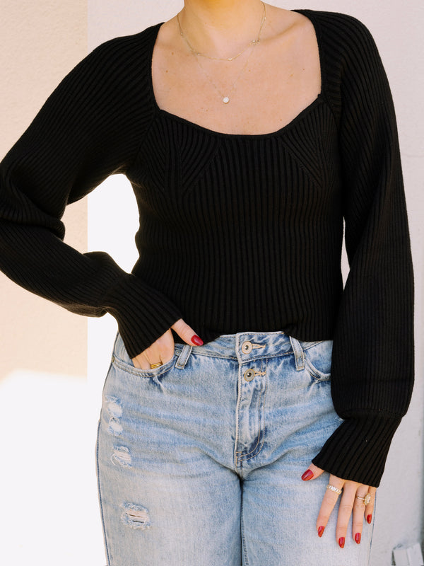 Endless Rose Black Knitted Top