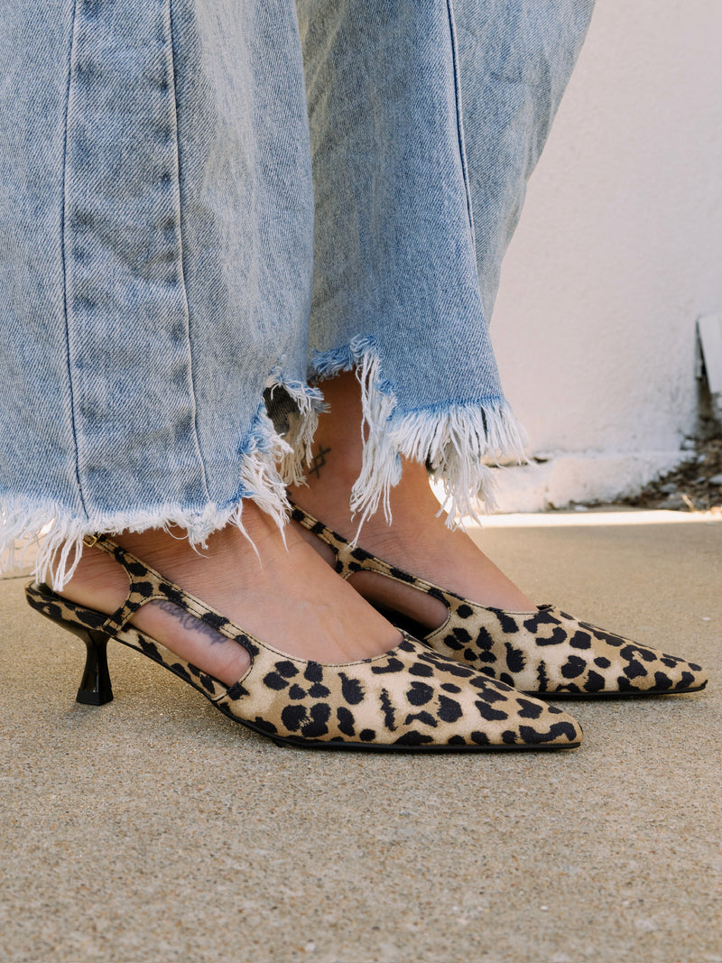 Leopard print slingback heels online