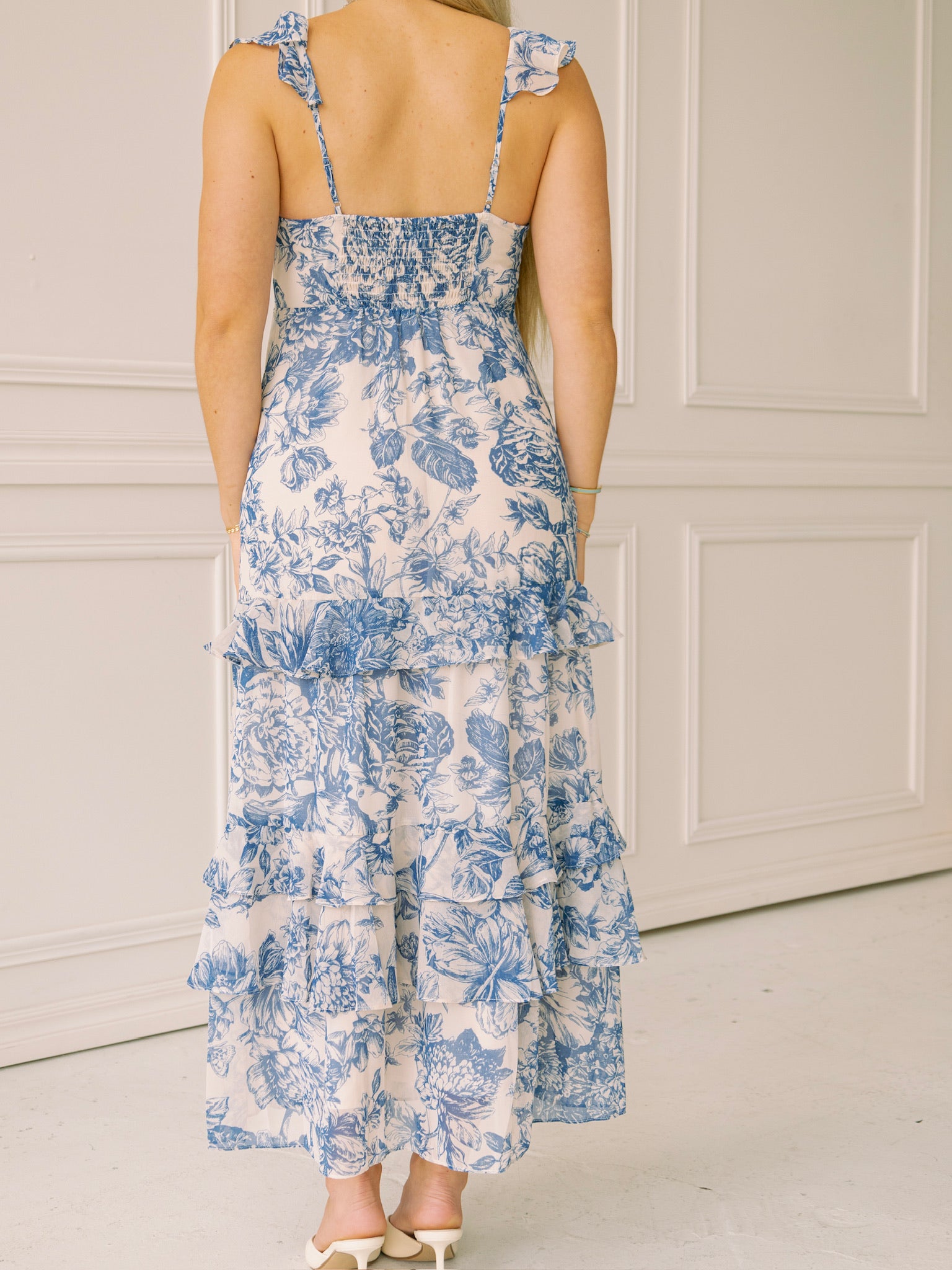 Lucy Paris Cassandra Tiered Dress - Blue Floral
