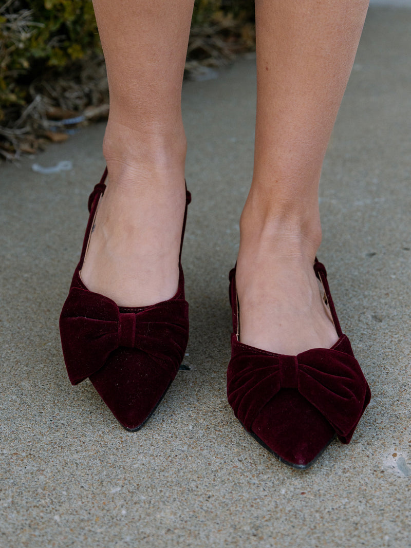 Harmony Burgundy Velvet Flat