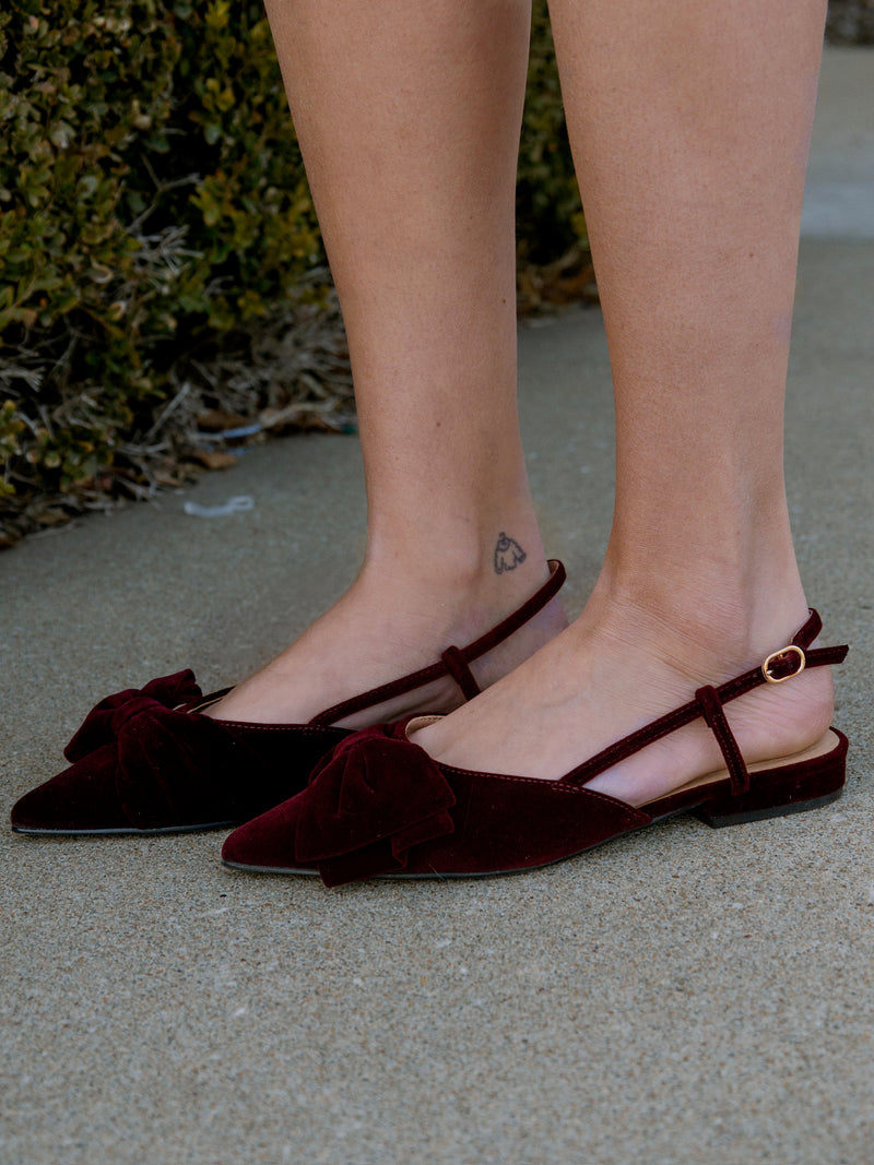 Harmony Burgundy Velvet Flat