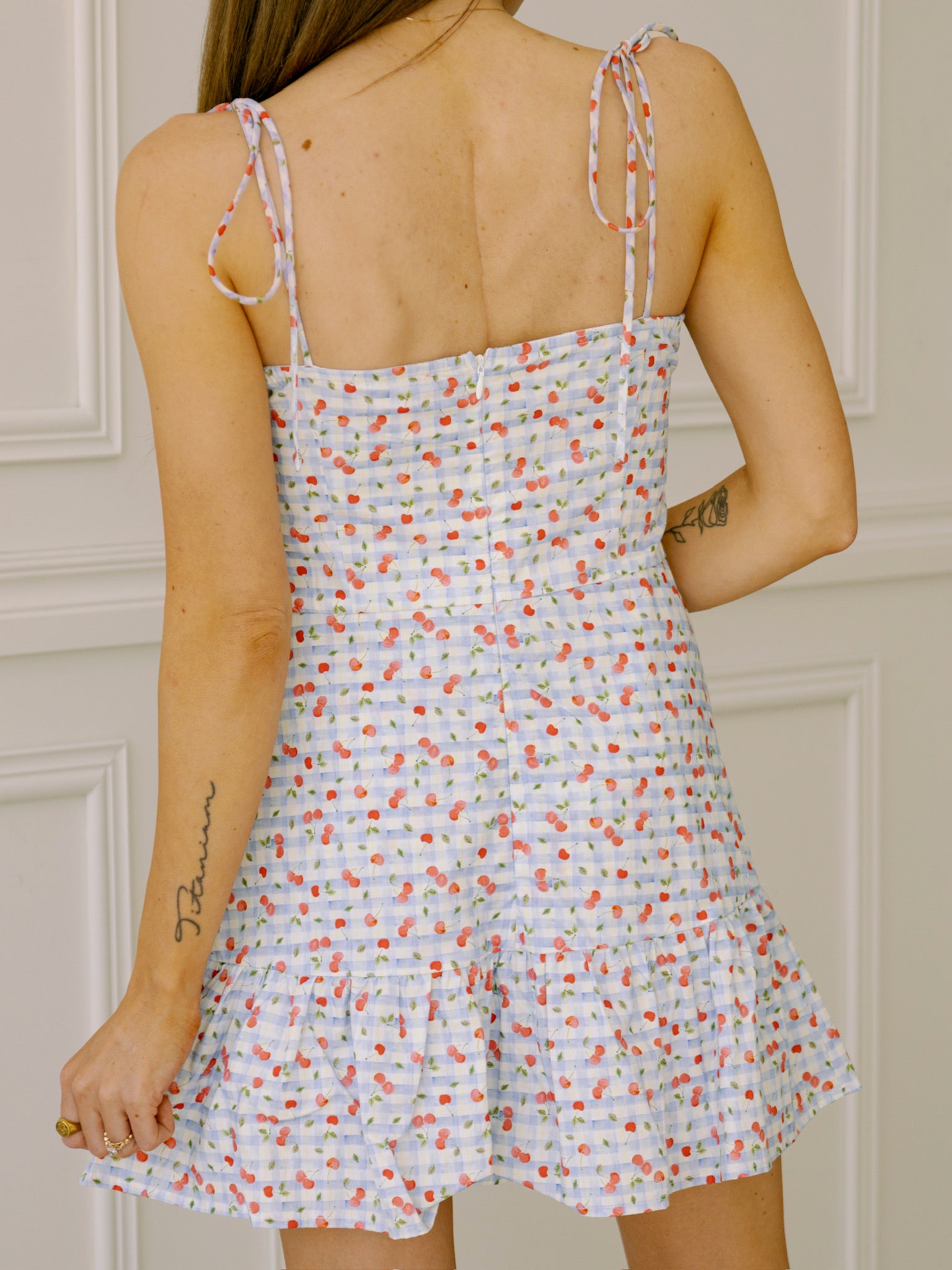 Sincerely Ours Vivi Cherry Check Romper