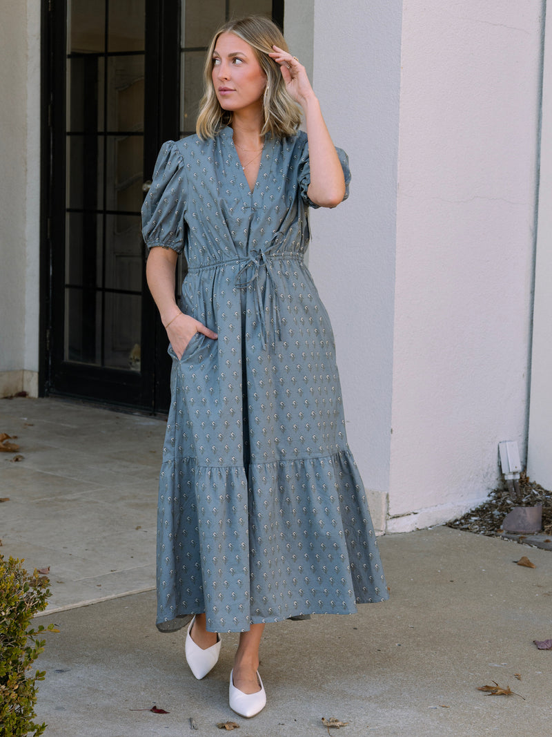 Nina Navy Floral Midi Dress