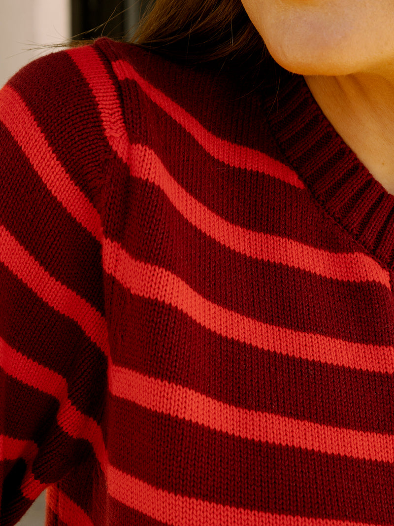 All Red Striped Sweater Cardigan