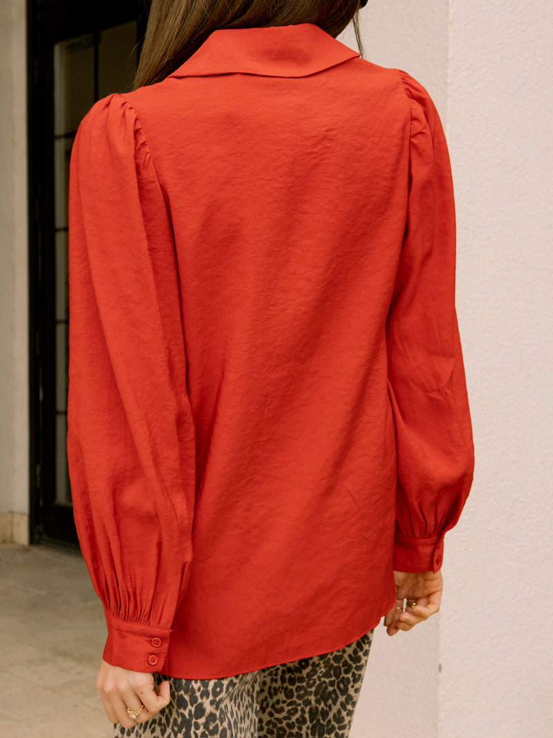 English Factory Red Scallop Collared Blouse