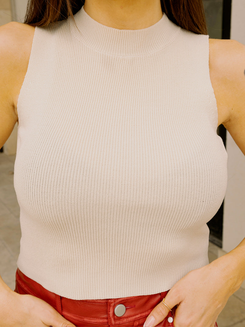 Mock Neck Sweater Top - Ivory