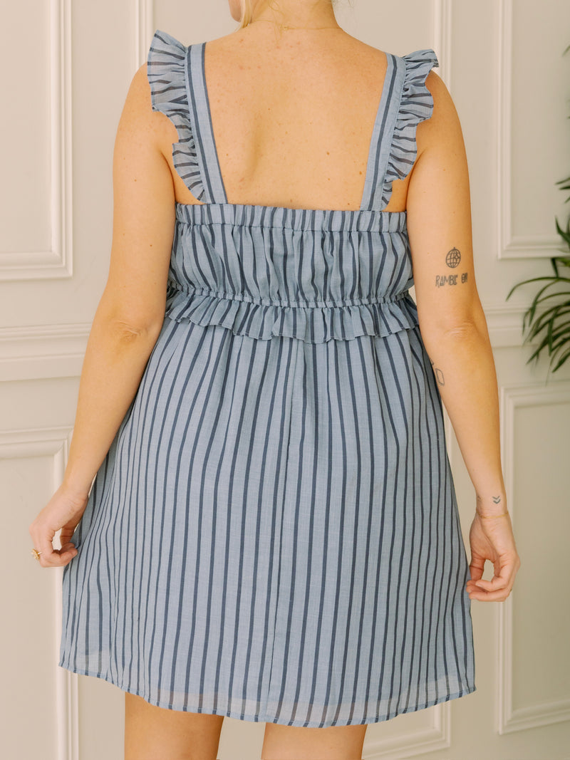 Down South Stripe Navy Mini Dress