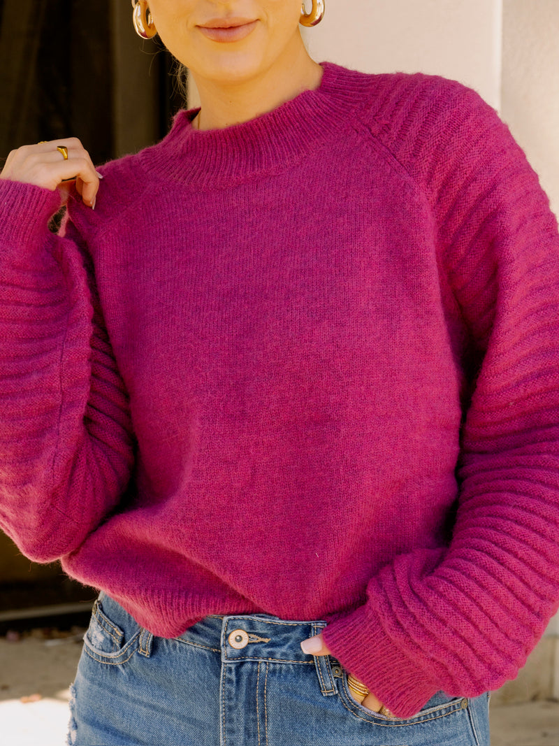 Kat Balloon Sleeve Sweater - Berry