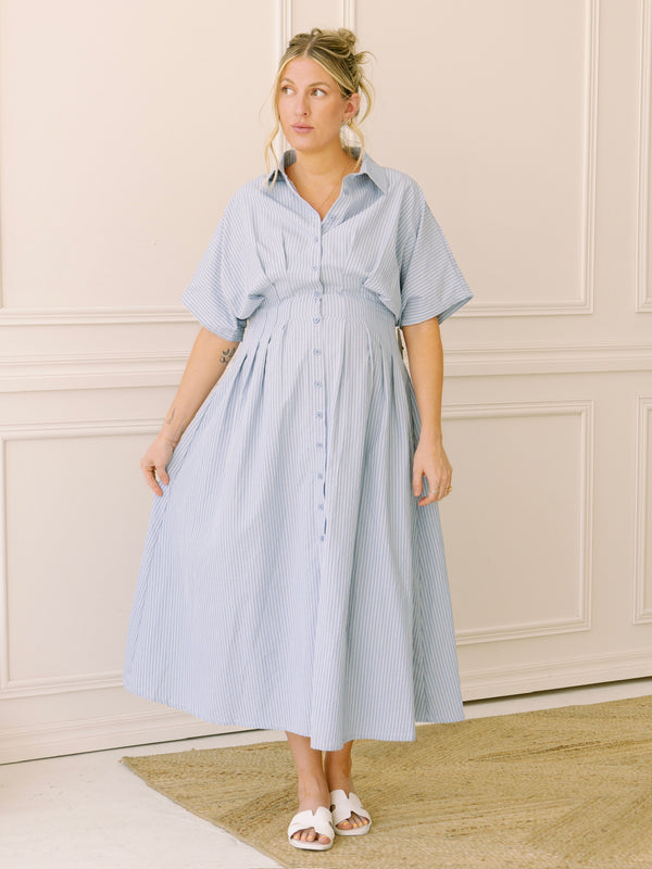 Sincerely Ours Blue Stripe Maria Midi Dress