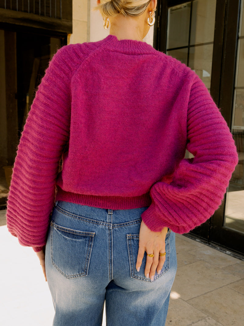 Kat Balloon Sleeve Sweater - Berry