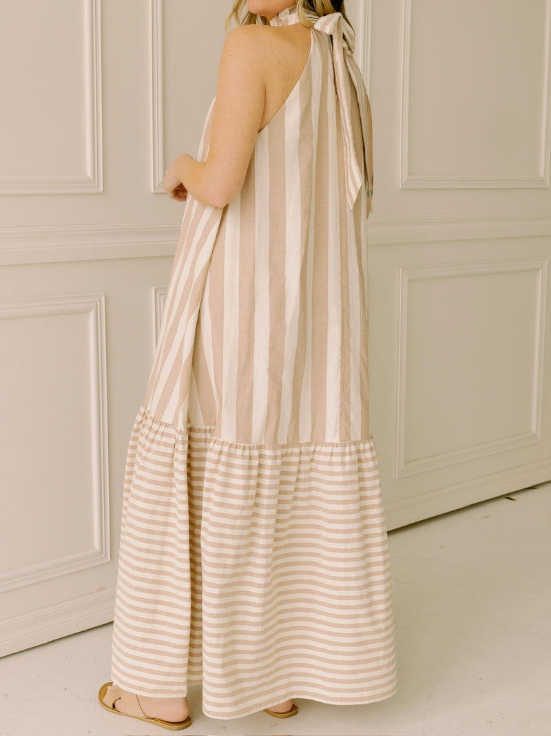 Corey Lynn Calter Avalon Dress in Tan Stripe