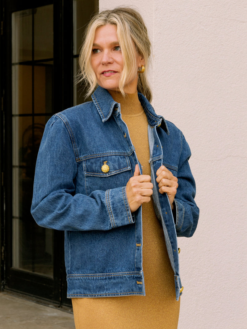 English Factory Denim Jacket With Gold Buttons