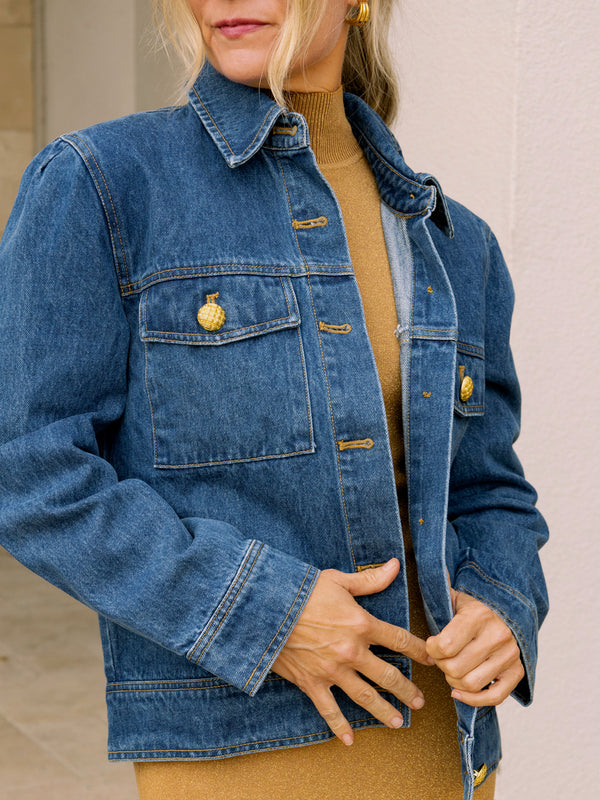 English Factory Denim Jacket With Gold Buttons