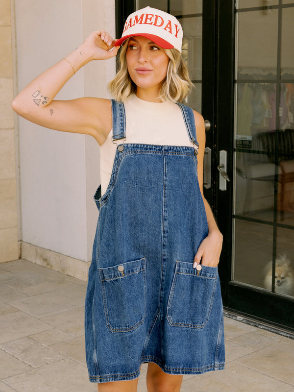 Daisy Denim Overall Mini Dress