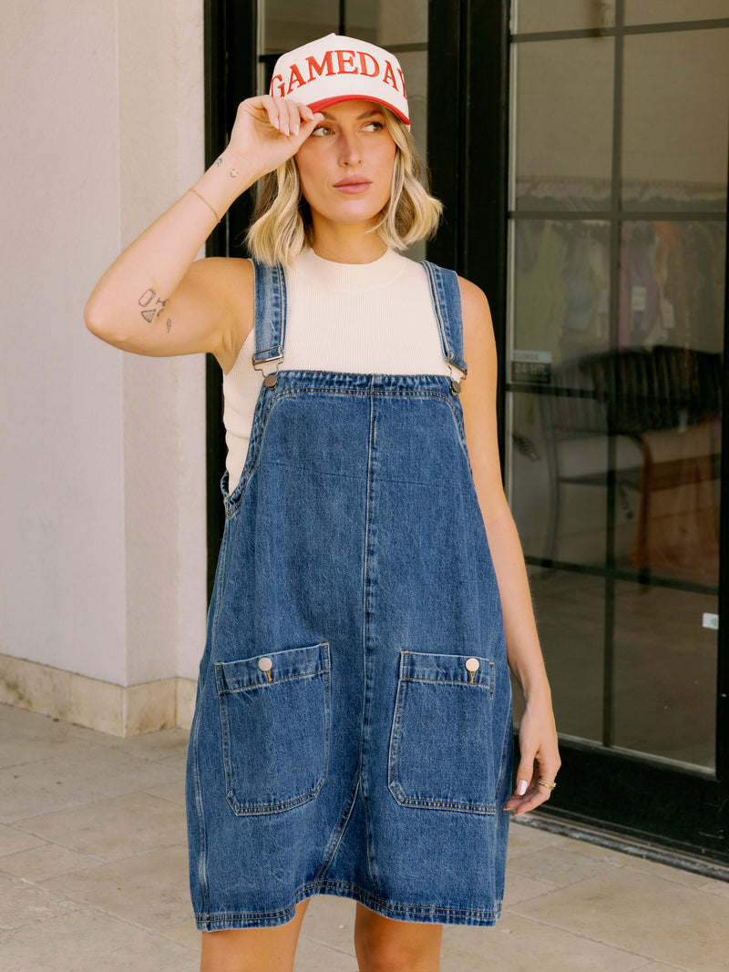 Daisy Denim Overall Mini Dress