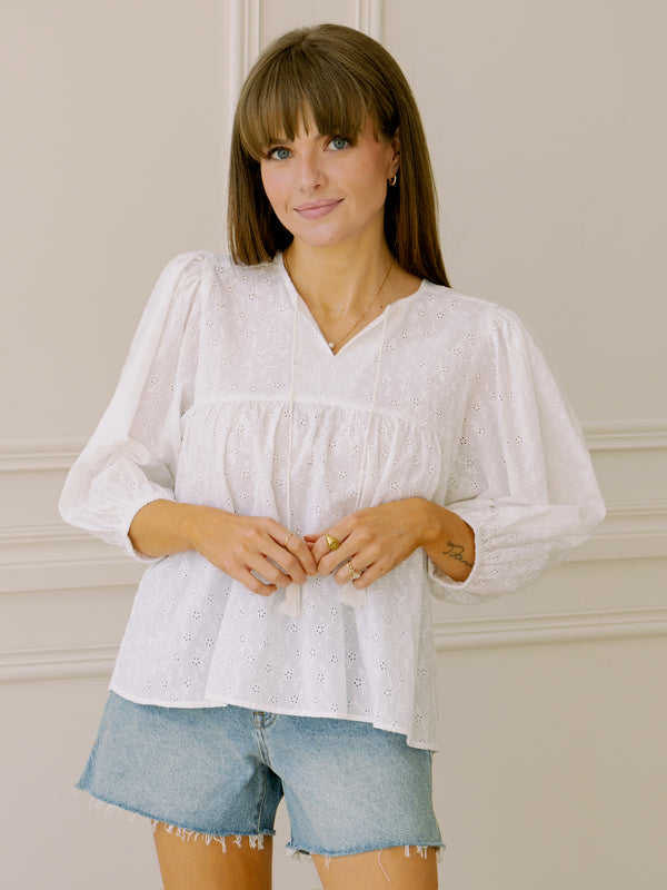 dRA Ophelia Top in White Eyelet