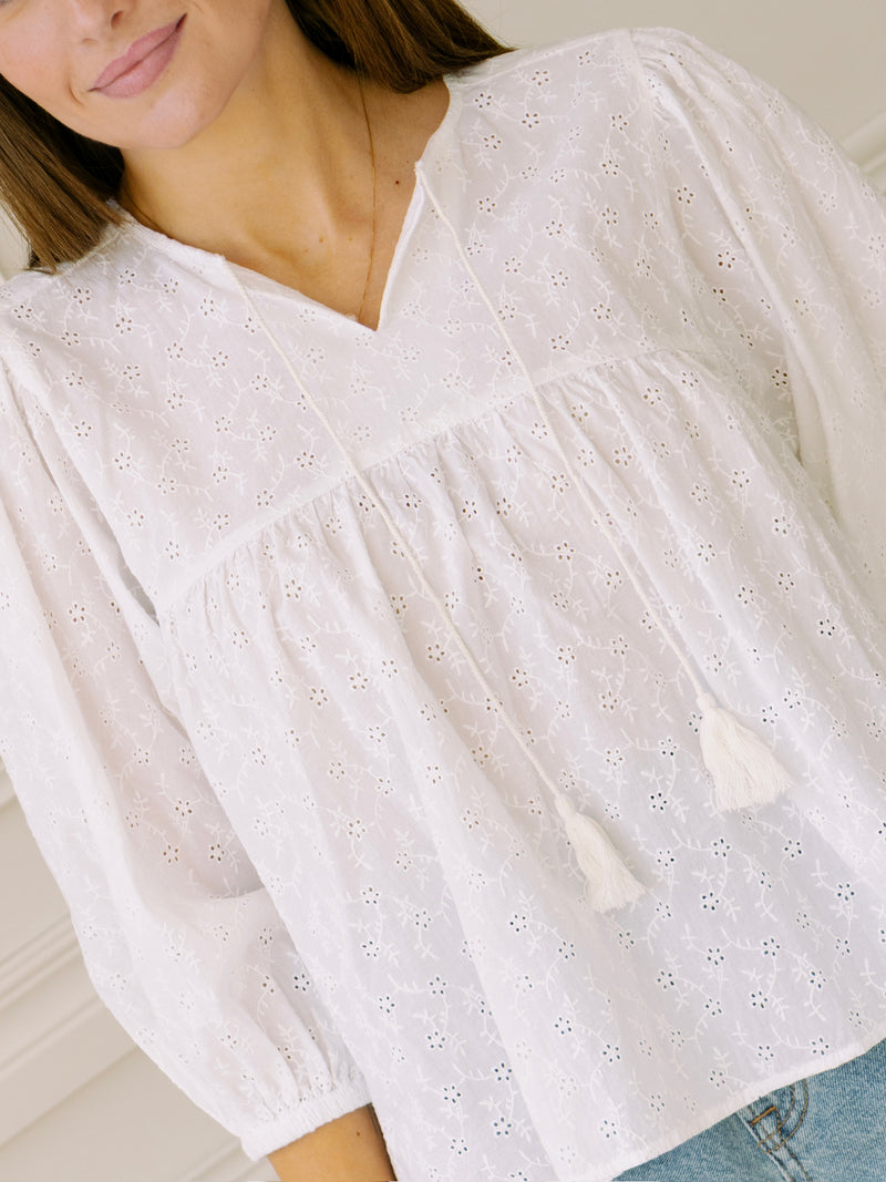 dRA Ophelia Top in White Eyelet