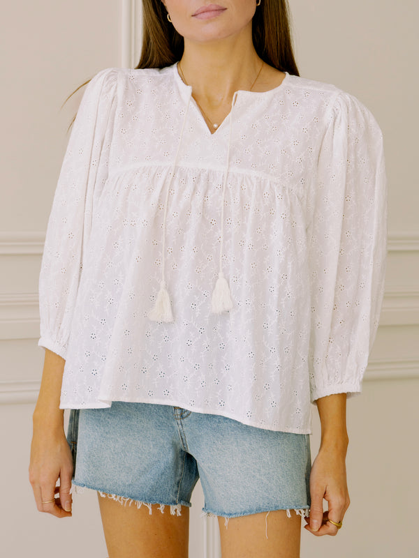 dRA Ophelia Top in White Eyelet