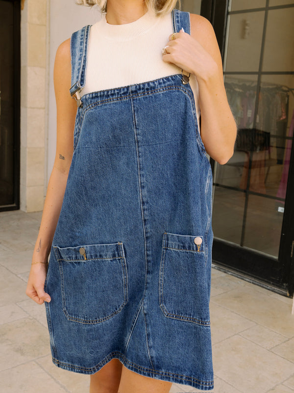 Daisy Denim Overall Mini Dress