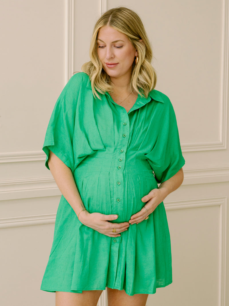 Gone Green Linen Shirt Dress