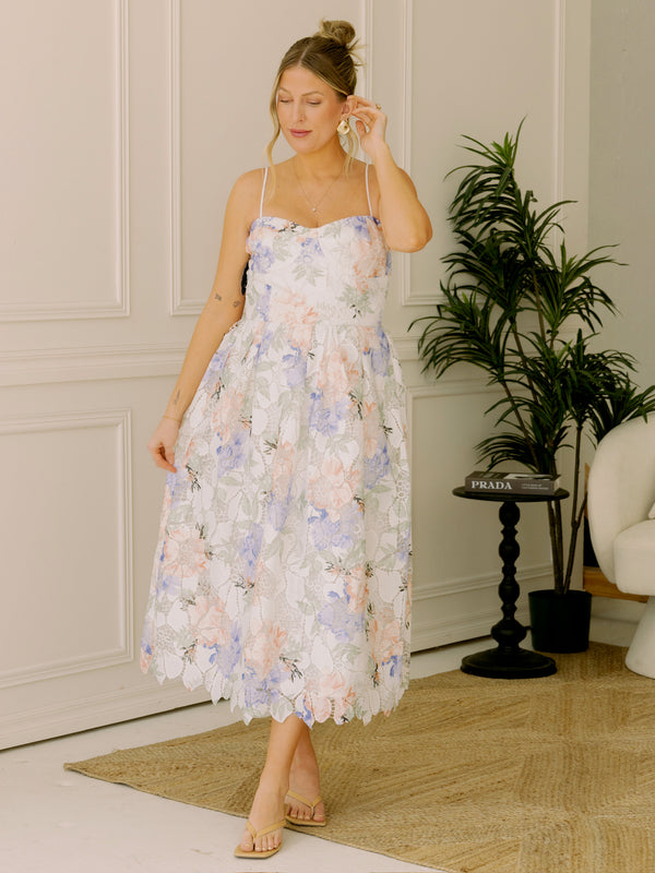Lucy Paris Edda Lace Midi Dress