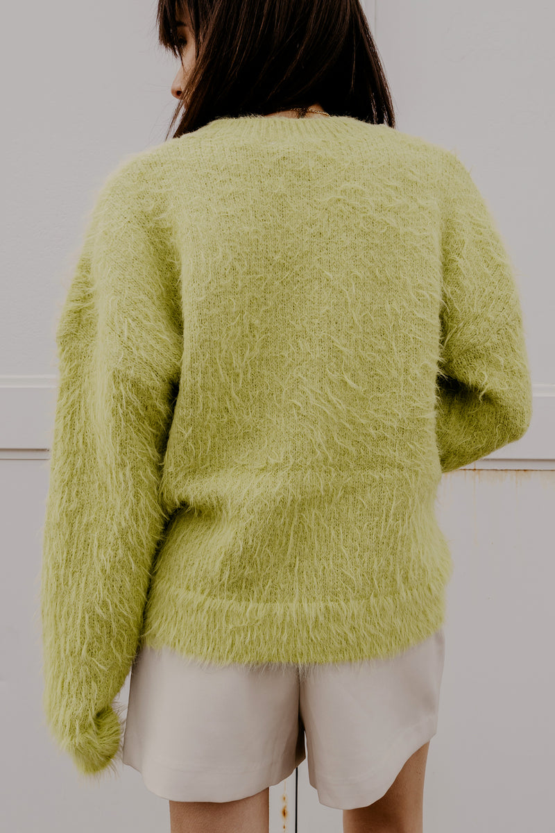 Light & Fuzzy Sweater - Lime