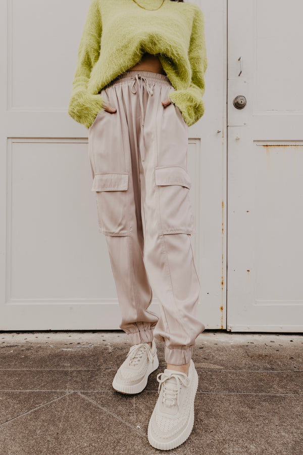 Day to Night Satin Joggers - Champagne