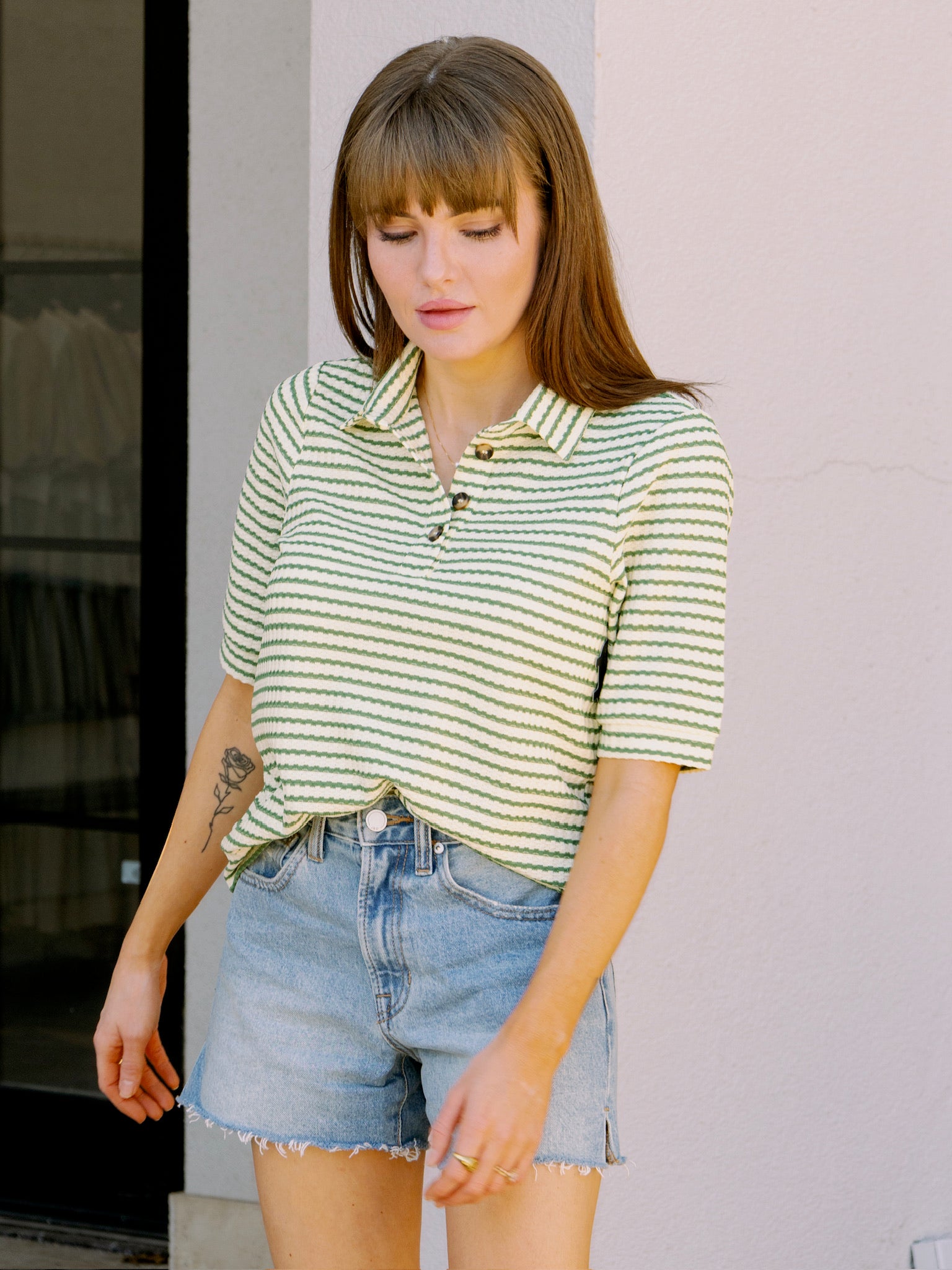 dRA Bastian Top in Pistachio Cream Stripe