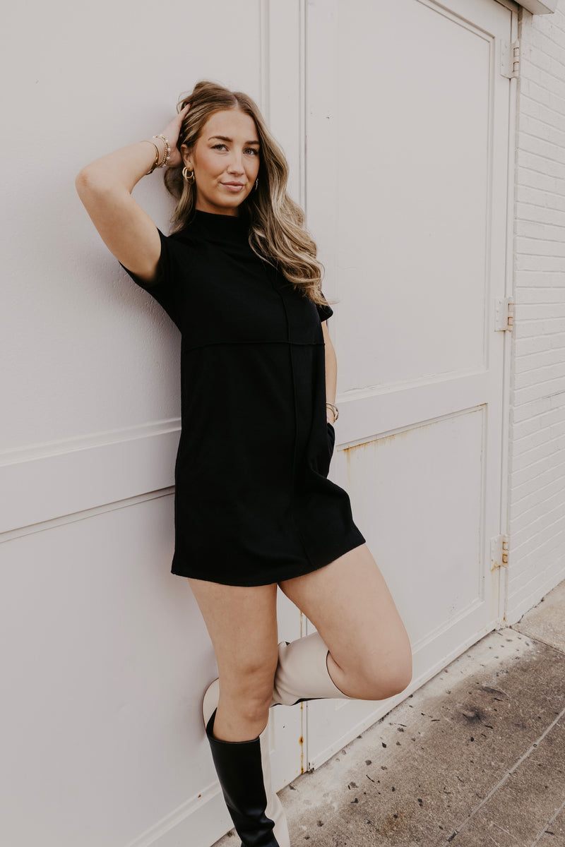 Simple Seams Mini Dress - Black