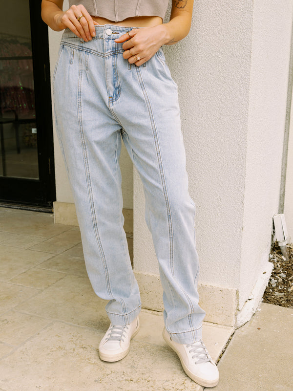Pleated Front Jeans