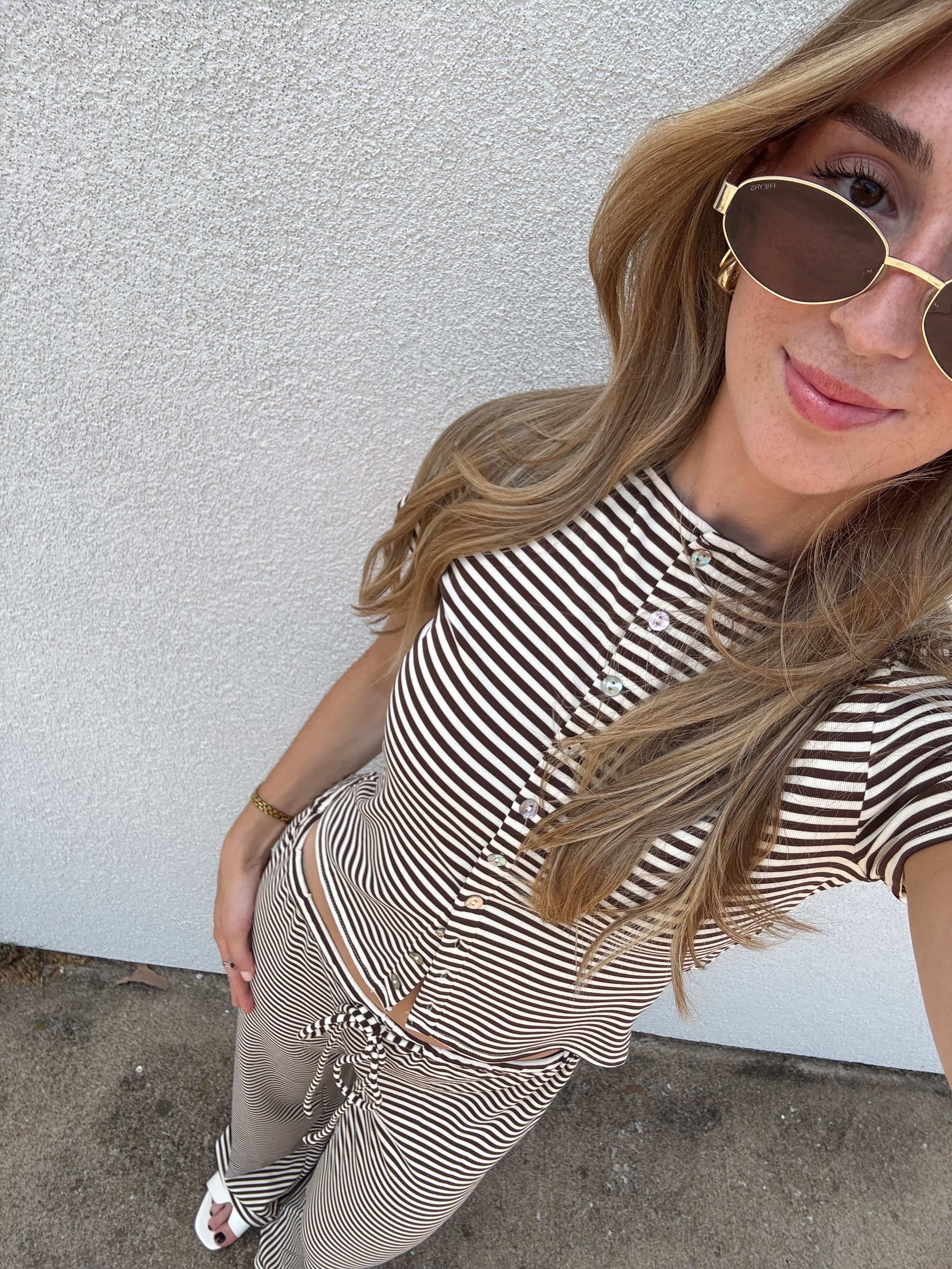 Brady Striped Pants - Brown/Ivory