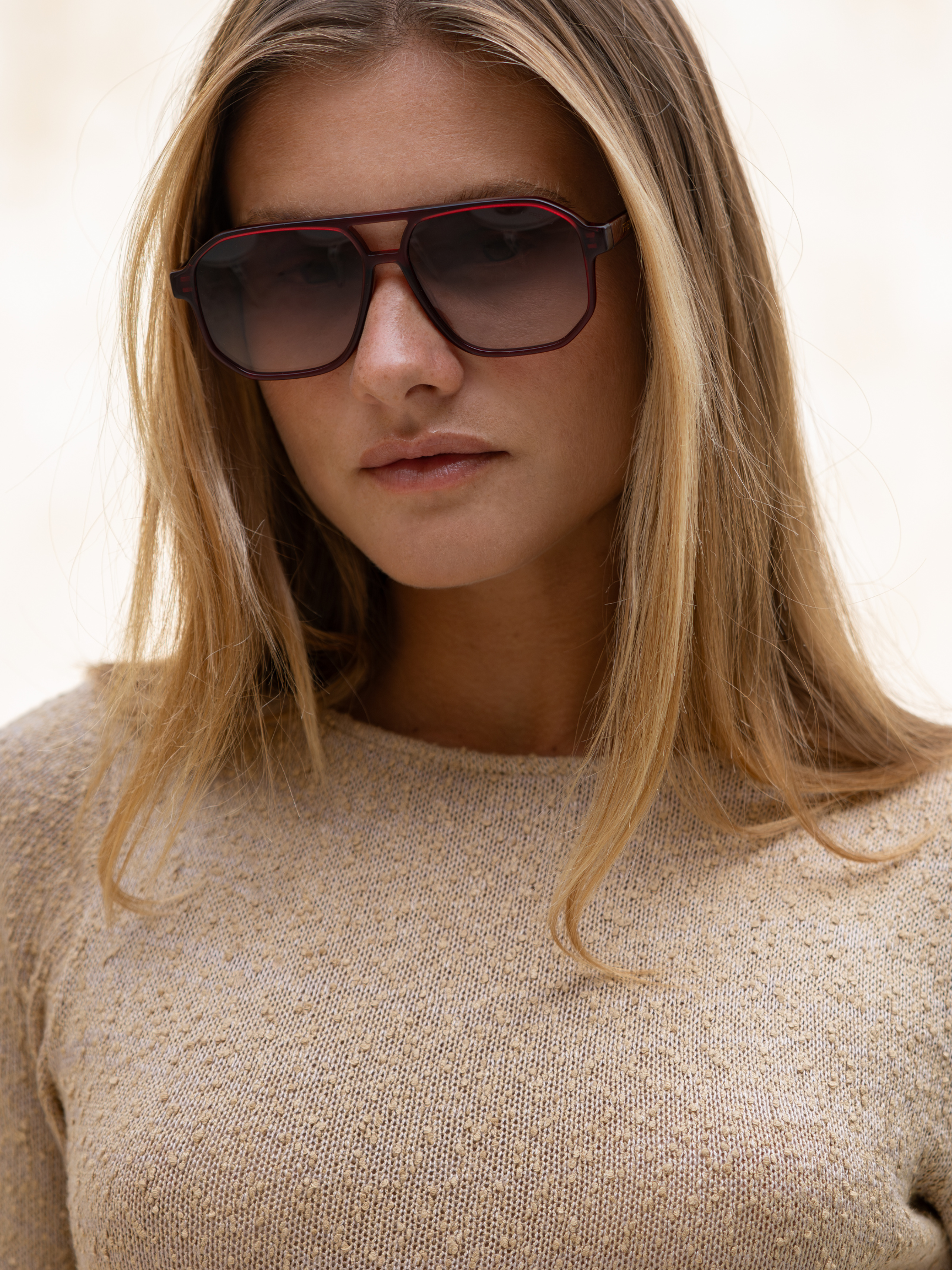 Freyrs Billie Unisex Aviator Sunglasses : Dark Cherry