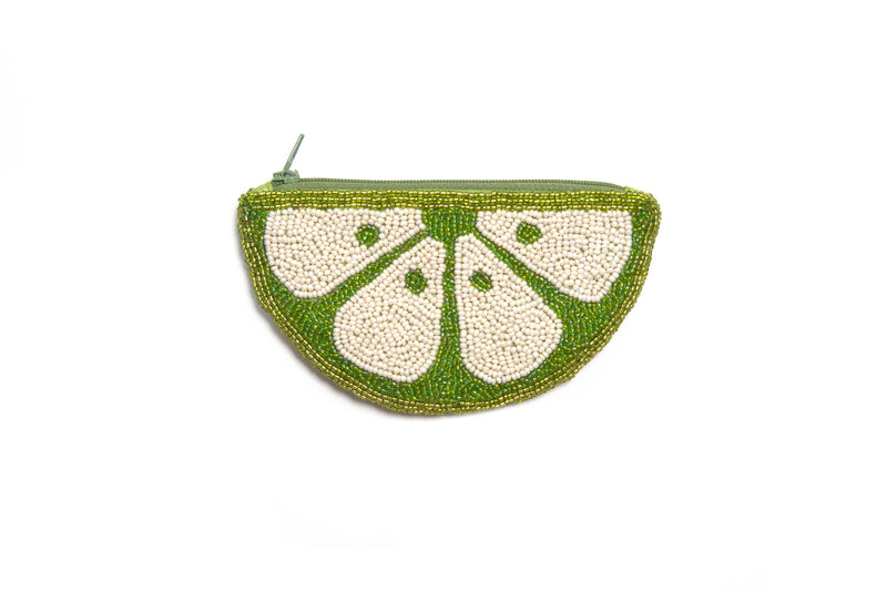 Lime Slice Handbeaded Coinpurse